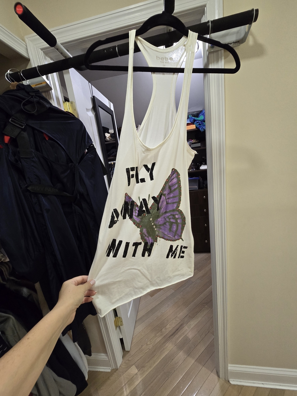 bebe Cream Logo Racerback Tank